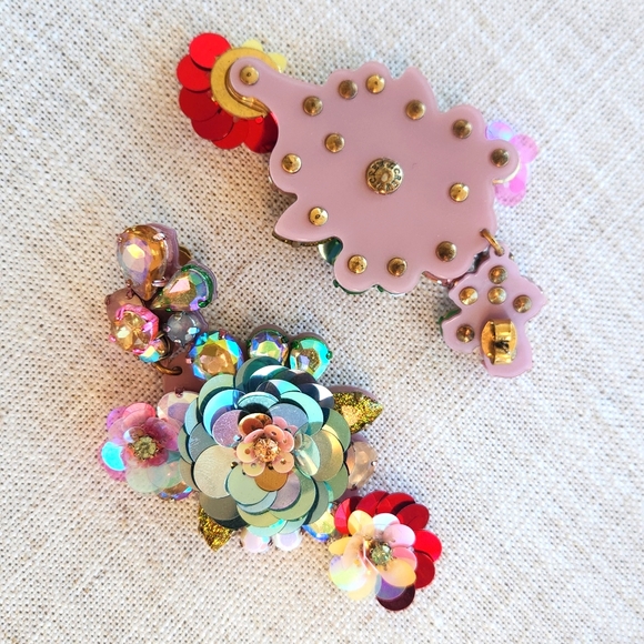 J. Crew Blooming Sequin Paillete Statement Earrings ♥️ - Picture 5 of 7